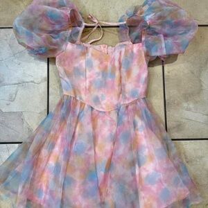 Pastel Puff Sleeve Dress
